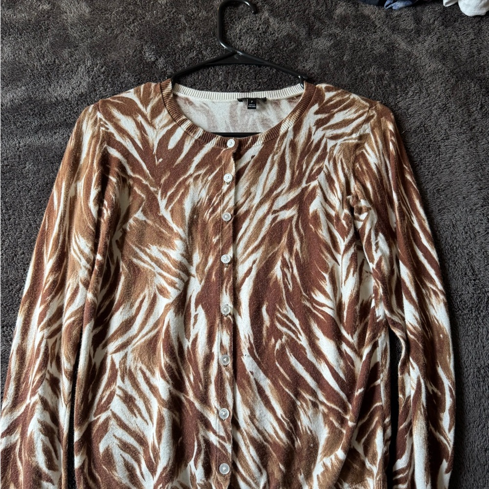 Talbots Brown and Cream Knit Sweater